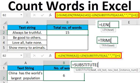 Excel Word Counting Examples