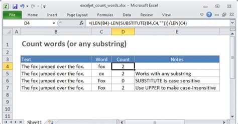 Excel Word Counting Template