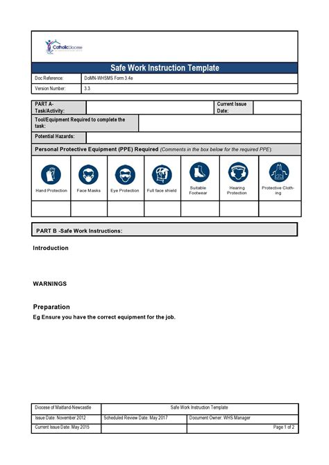 Excel Work Instruction Template Example 1