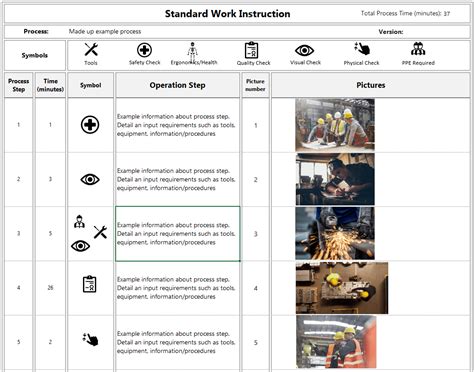 Excel Work Instruction Template Example 6