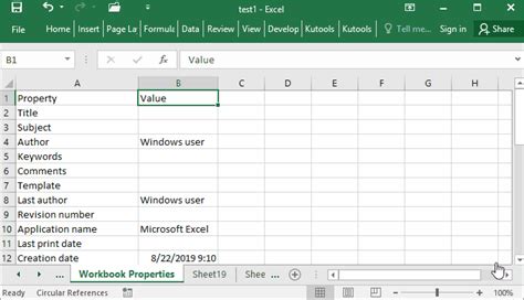 Excel Workbook Properties on Mac