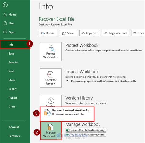 Excel Workbook Recovery Methods