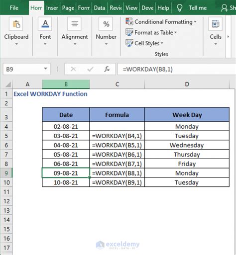 Excel WORKDAY Function