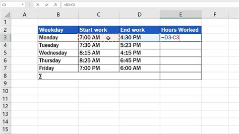 Excel Working Hours