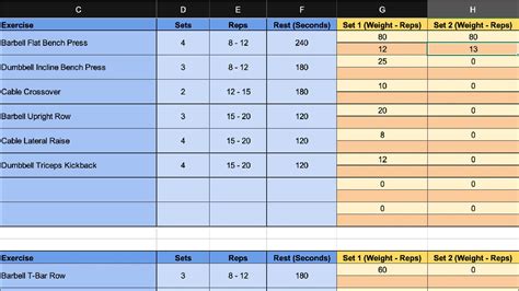 Excel Workout Template Setup