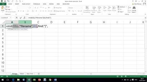 Excel Worksheet Name Formula Example 1