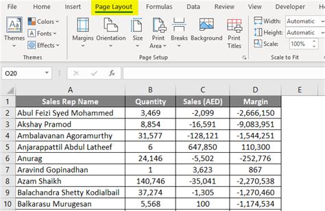 Excel Worksheet Setup