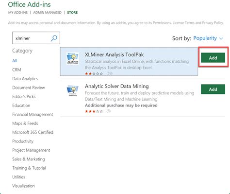 Excel XLMiner Add-in