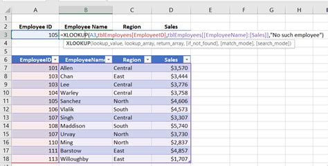 XLOOKUP Formula in Excel