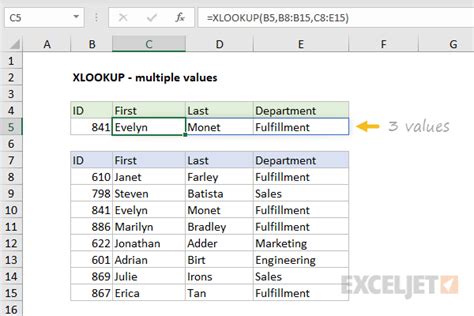 Excel XLOOKUP Return Multiple Values