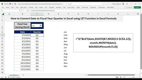 Excel Year and Quarter Functions