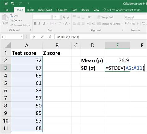 Excel Z Score Chart