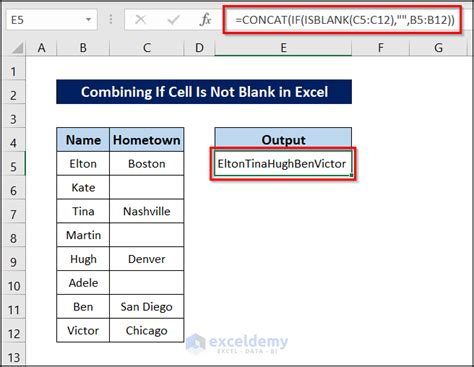 Using the IFBLANK function to concatenate text strings