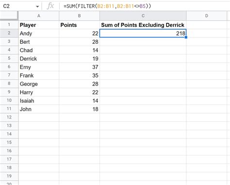 Exclude Cell From Range In Google Sheets