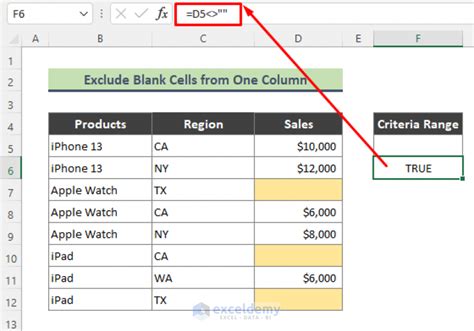 Exclude Cells using FILTER