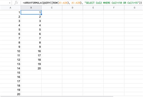 Exclude Cells in Google Sheets Example