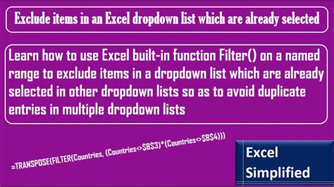 Exclude items in Excel