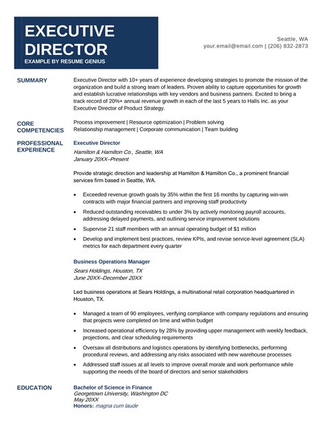 Executive Director Career