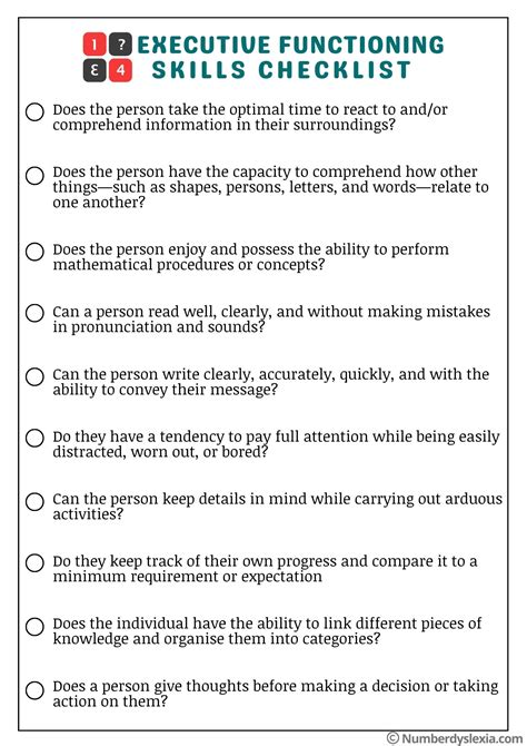 Executive Functioning Printable Worksheets