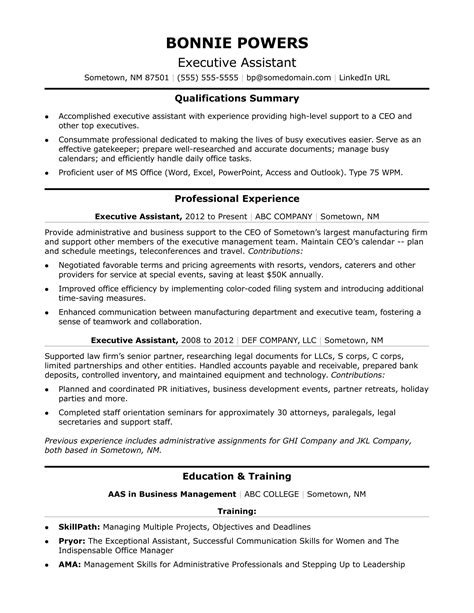 Executive Secretary Resume Template