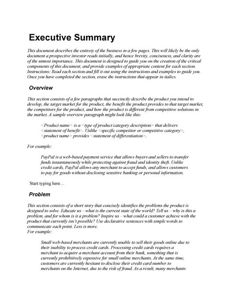 Executive Summary Example