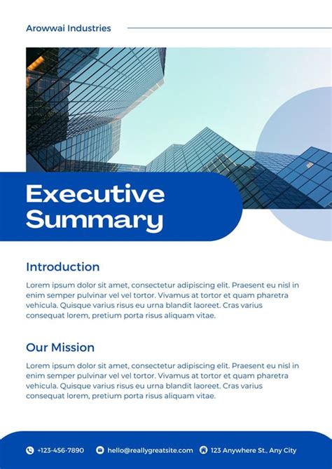 Design of Executive Summary Template