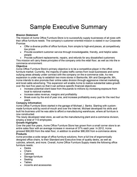 Executive Summary Template Examples