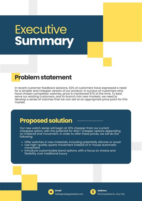 Layout of Executive Summary Template