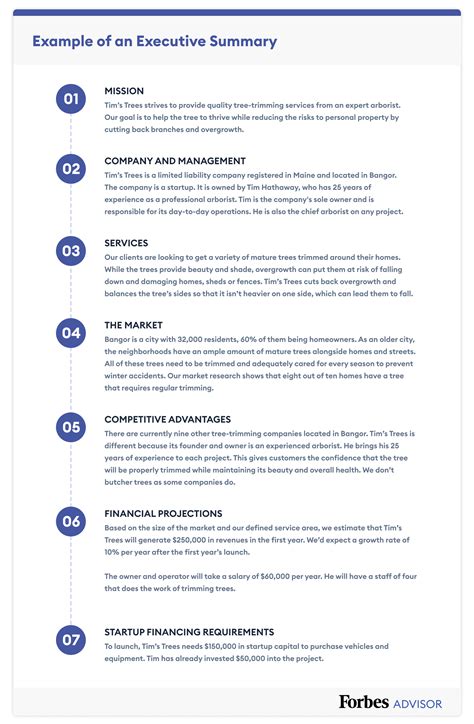 Structure of Executive Summary Template