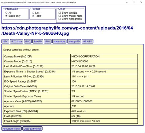 EXIF Data