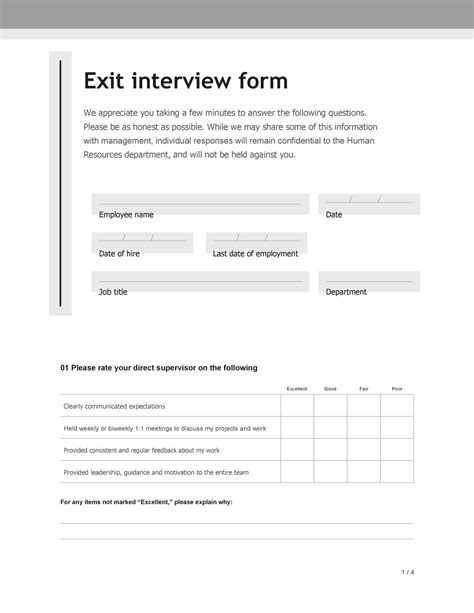 Exit Interview Template Printable