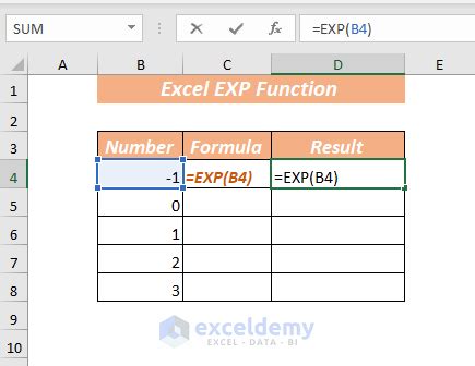 EXP Function in Excel