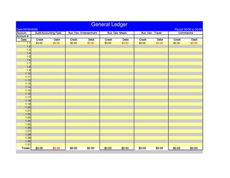 Expense Ledger Paper Template