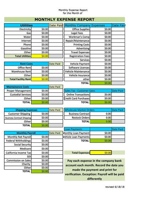 Expenses Template