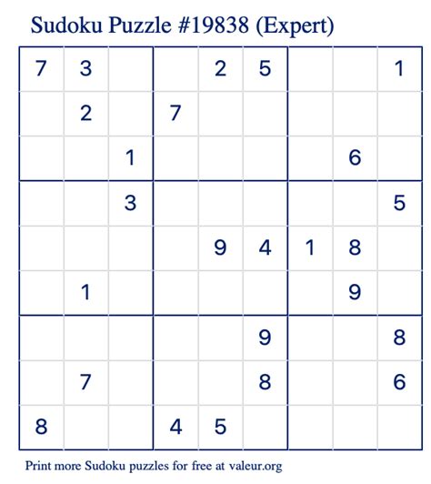 Expert Hard Sudoku Printable Puzzles