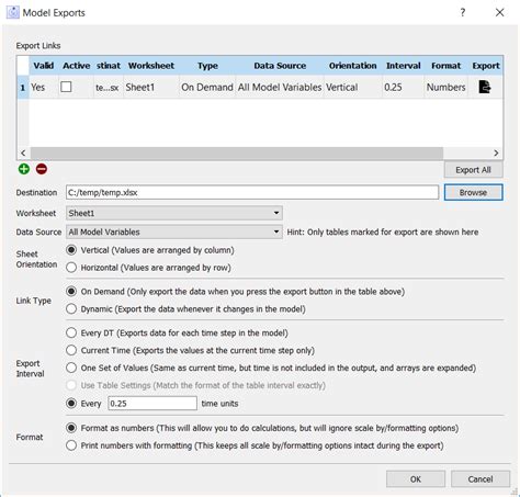 Export Data Dialog Box