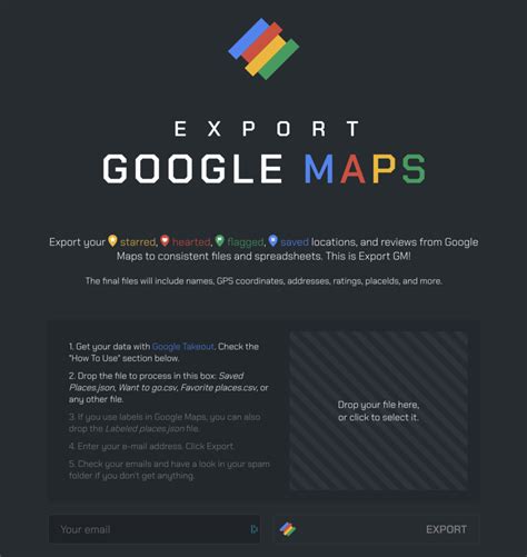 Exporting Google Maps Data