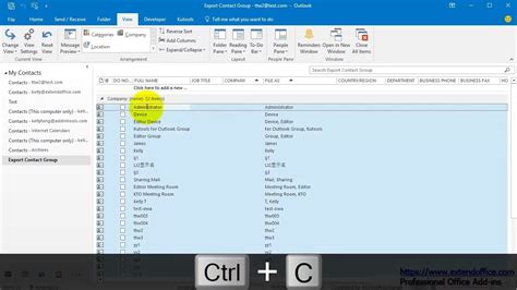 Export Outlook Group to Excel