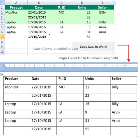 Exporting Excel VBA to Word Documents Excel Data