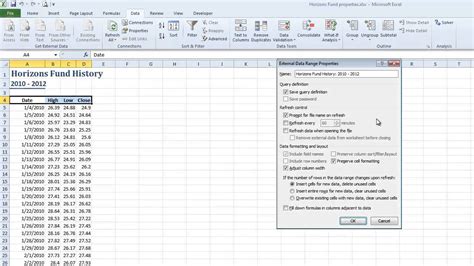 External Data Range in Excel