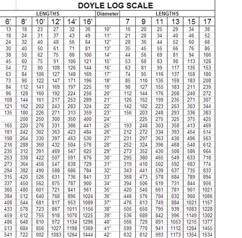 Doyle Log Scale Chart for Extra-Large Logs