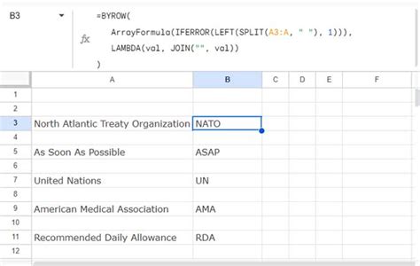 Extracting First Letter for Abbreviations