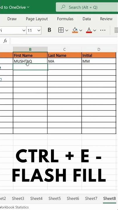 Extract Last Name using Excel Shortcuts