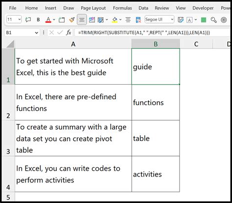 Examples of Extracting Last Word