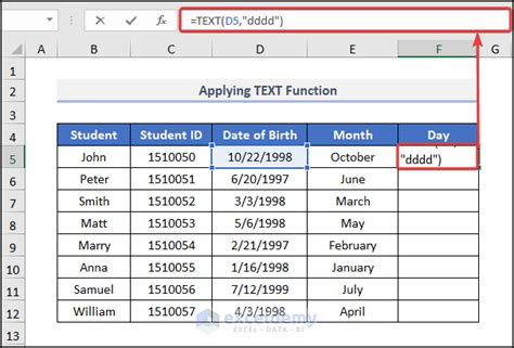 Extract month, day, or year from a date