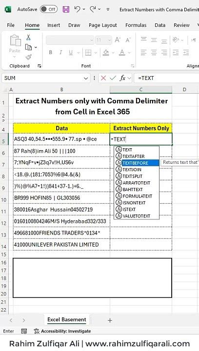 Extract numbers in Excel delimiter