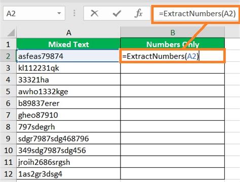 Extract numbers in Excel result