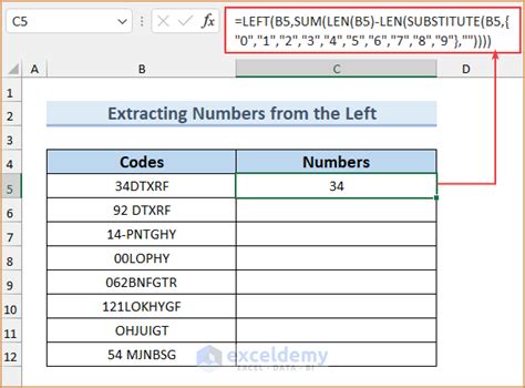 Extract Numbers from Excel Cells