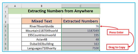 Extract Numbers from Excel Cells Functions