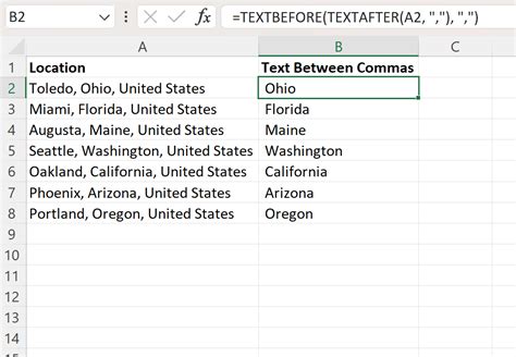 Extract Text Between Commas